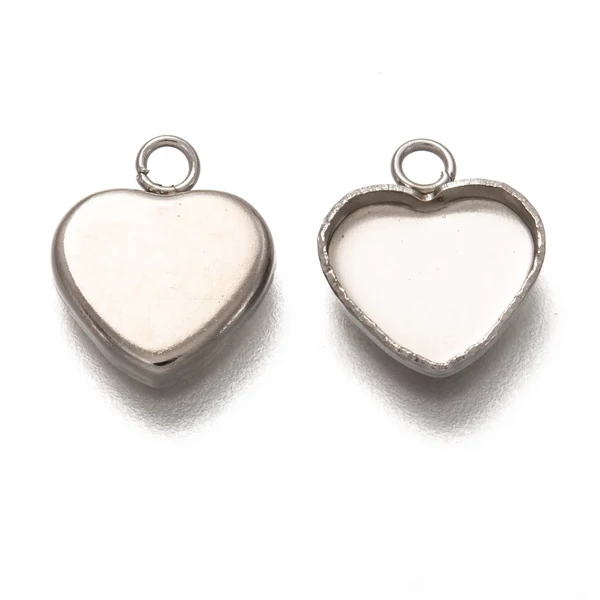 Nemesacél szív medálalap medáltartóval (12x10mm)