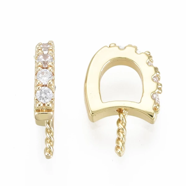 Arany színű strasszos medáltartó 18K arannyal futtatva (10x6,5x2mm)