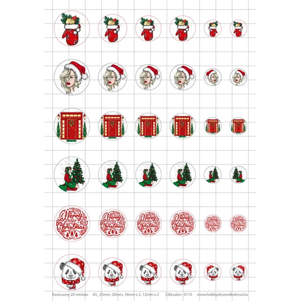 Karácsony-20 Üveglencsés ékszerpapír több méret A5