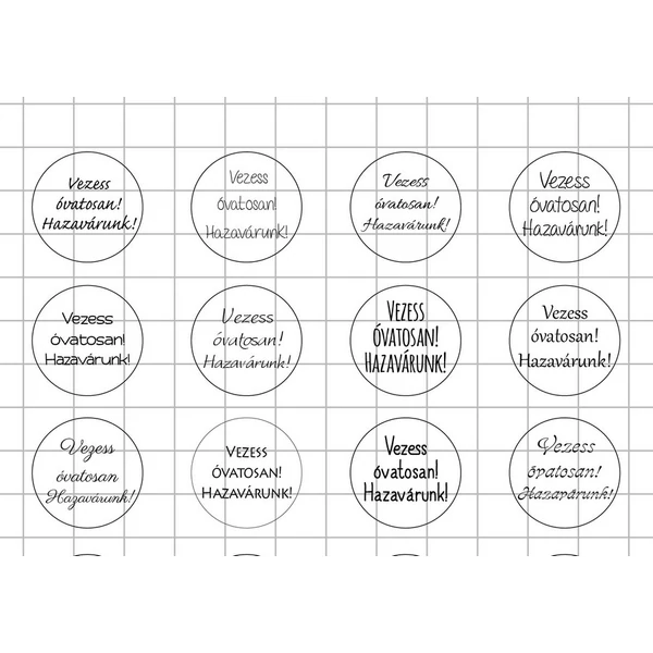 Vezess-óvatosan-1 Üveglencsés ékszerpapír 25mm A5 (24 fekete-fehér karika)