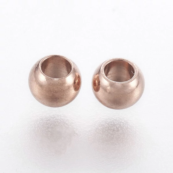 4db Rozé arany színű nemesacél golyó alakú köztes (4x3mm)