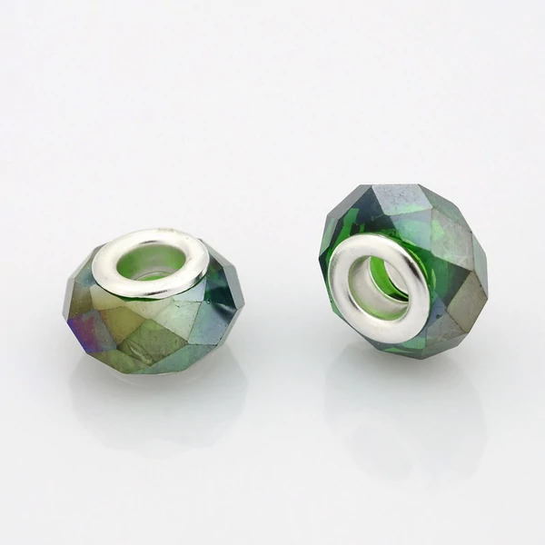 Zöld színű nagy lyukú gyöngy (14x9mm)