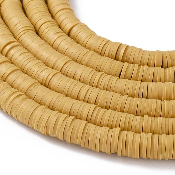 Mustár polimer lapított gyöngy (8mm/190db)