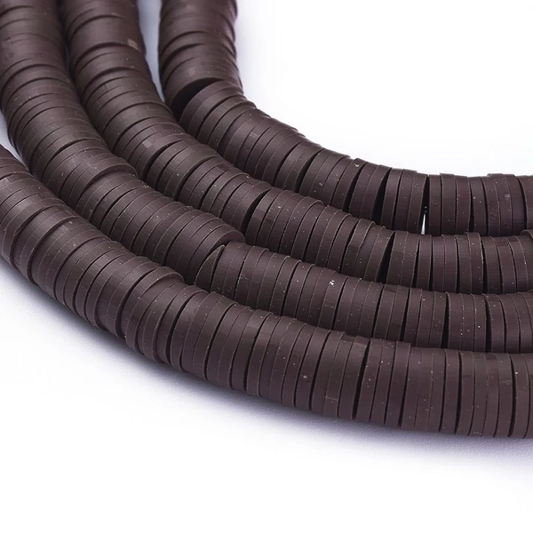 Sötétbarna polimer lapított gyöngy (8mm/190db)