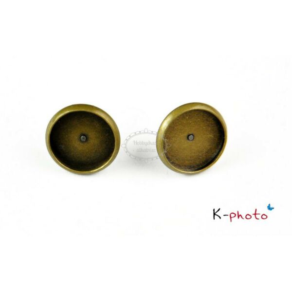 Antikolt bronz színű bedugós fülbevalóalap (12mm) (1027)