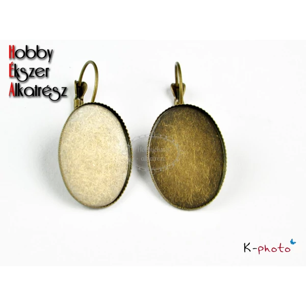 Antikolt bronz színű franciakapcsos fülbevalóalap (18x25mm) (1037)