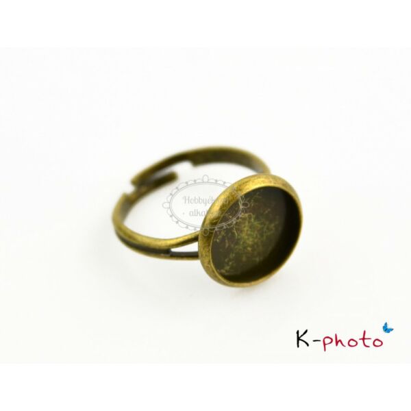 Antikolt bronz színű sima gyűrűalap (12mm)