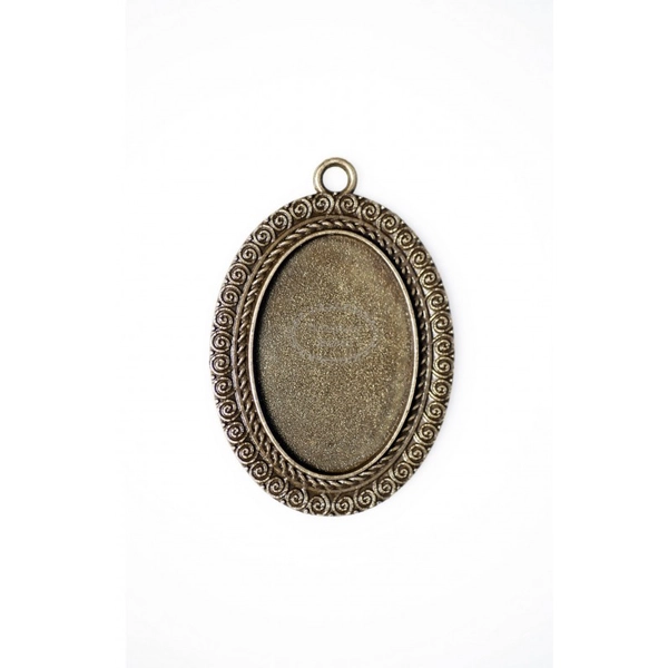 Antikolt bronz színű csigavonalas medál (20x30mm)