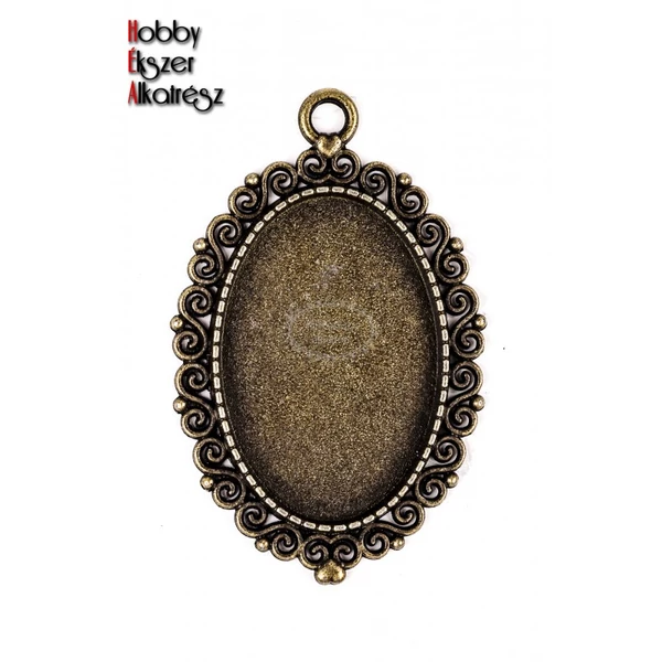 Antikolt bronz színű díszes medálalap (20x30mm)