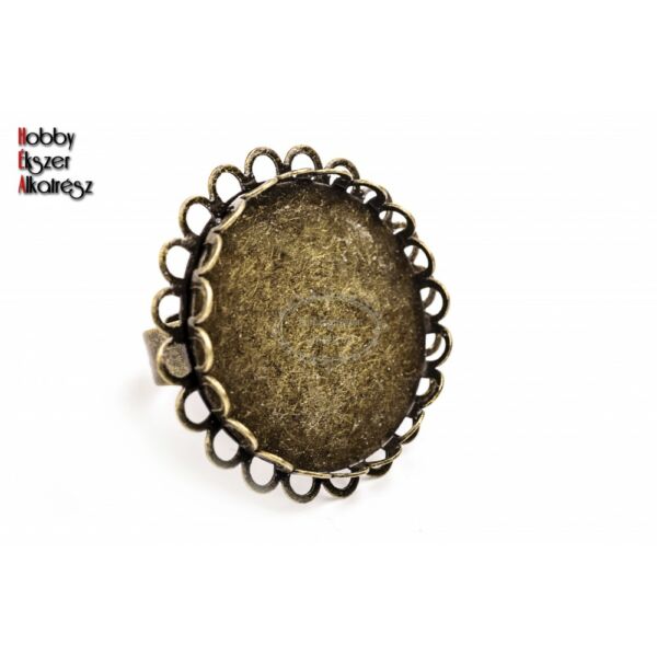 Antikolt bronz színű dupla csipkés gyűrű (25mm)