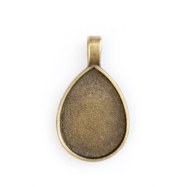 Antikolt bronz színű sima csepp medál (18x25mm)