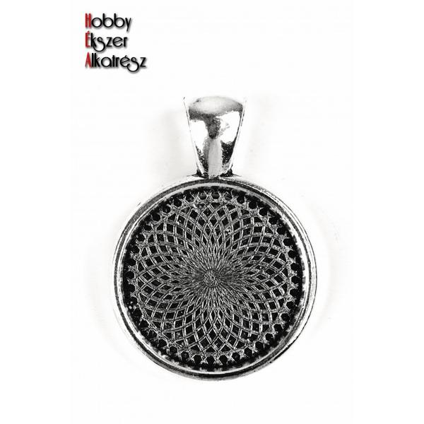 Antikolt ezüst színű sima medálalap (18mm)