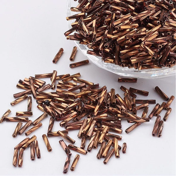 Barna színű csavart szalmagyöngy (9x2mm)/15gr