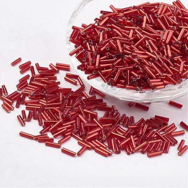 Piros színű szalmagyöngy (12x2mm)/15gr