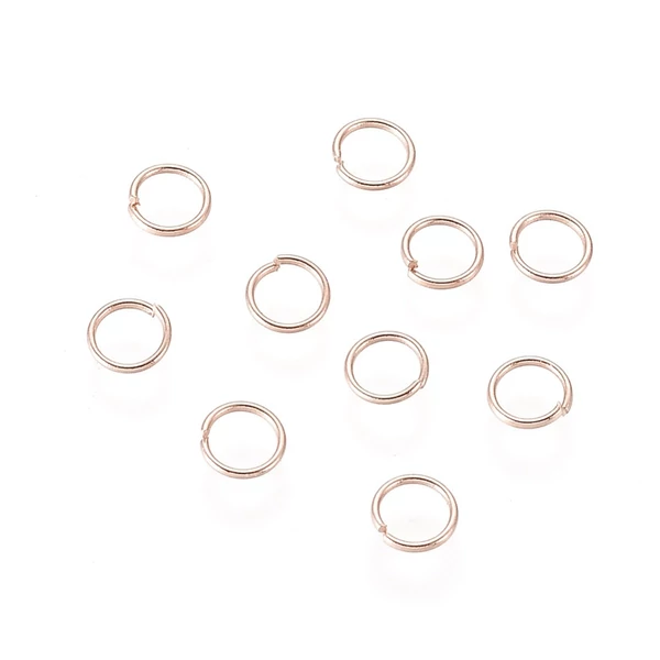 10db rozé arany színű nemesacél szimpla szerelőkarika (4mm)