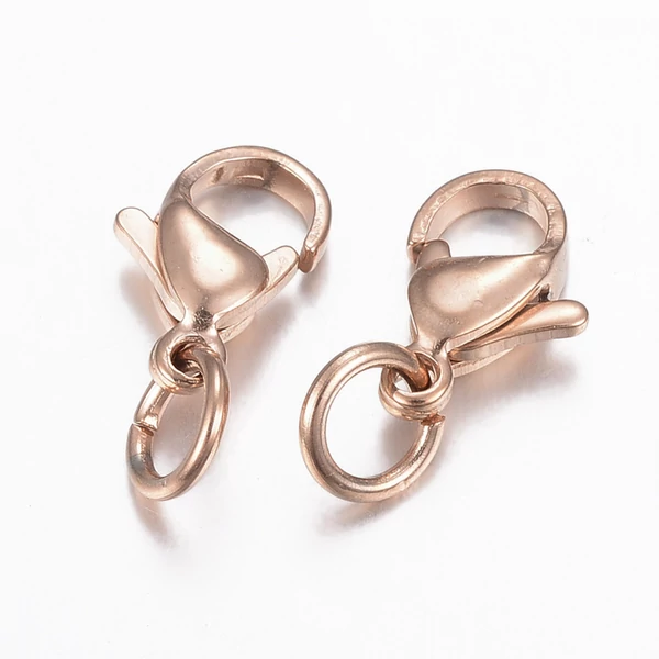 2db Rozé arany színű nemesacél delfinkapocs (12x6mm)