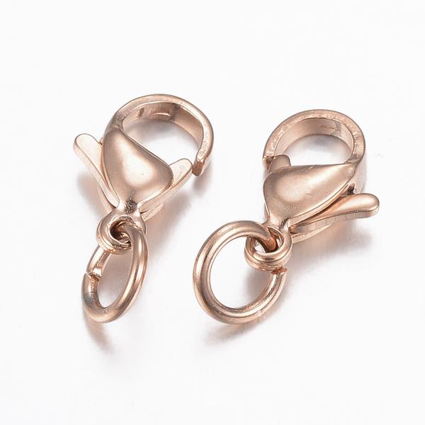 2db Rozé arany színű nemesacél delfinkapocs (12x6mm)