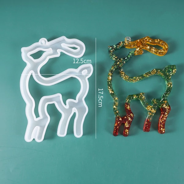 Rénszarvas alakú szilikon öntőforma karácsonyfadísz öntéshez (175x125x10mm)