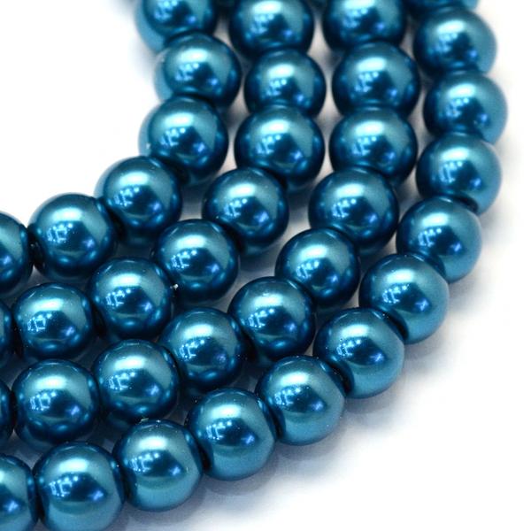 Kadét kék üveggyöngy (6mm) szálban /145db
