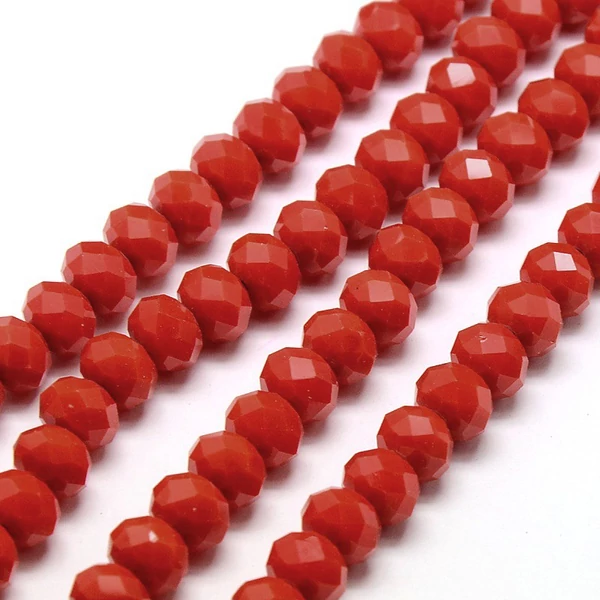 10db Csiszolt piros üveggyöngy (8x6mm)
