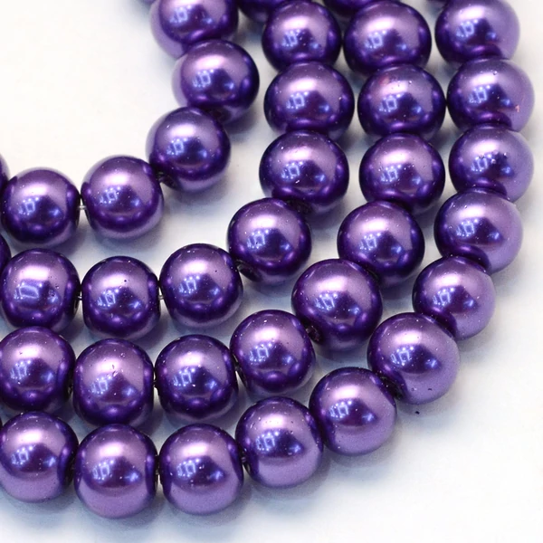 Lila tekla üveggyöngy szálban (4mm)/210db