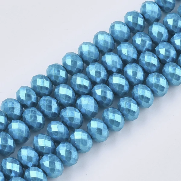 10db Csiszolt türkiz üveggyöngy (8x6mm)