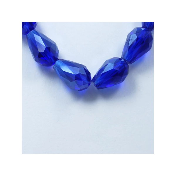 10db Kék színű csiszolt üveggyöngy (15x10mm)