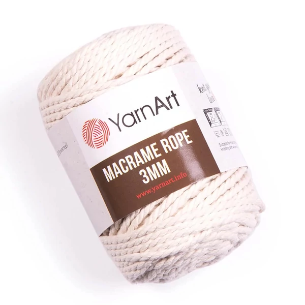 Yarnart Makramé Rope kifésülhető krém (752) színű zsinór (3mm)