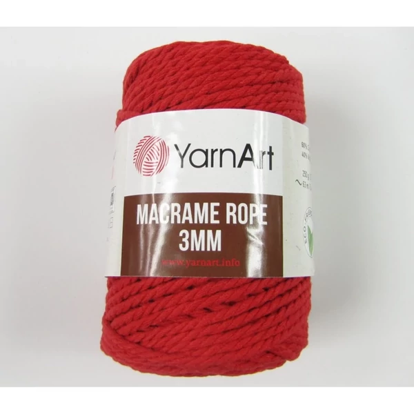 Yarnart Makramé Rope kifésülhető piros (773) színű zsinór (3mm)