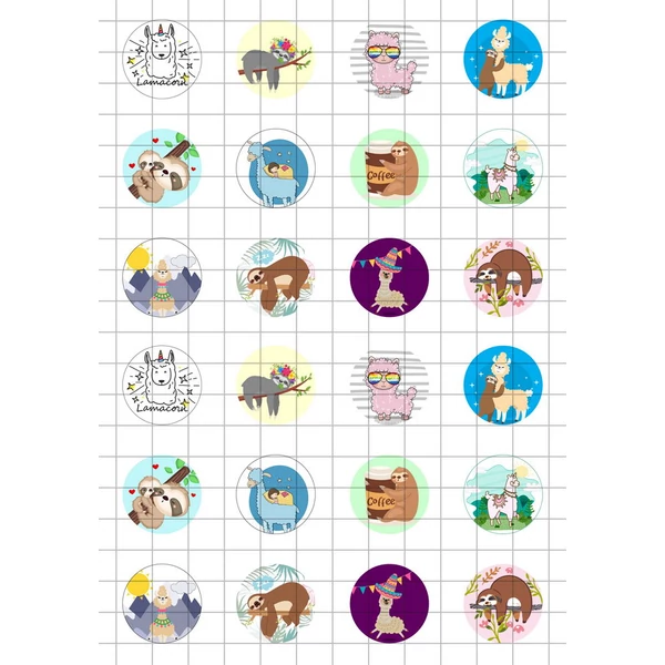 Lajhár-Láma-2 Üveglencsés ékszerpapír 25mm 12 féle minta A5