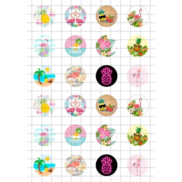 Summer-2 Üveglencsés ékszerpapír 25mm 12 féle minta A5