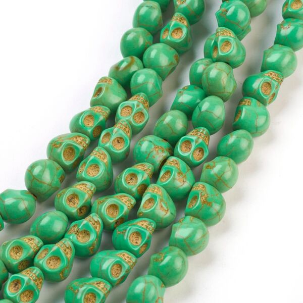 Szintetikus howlit zöld koponya gyöngy (9x7,5mm) /4db