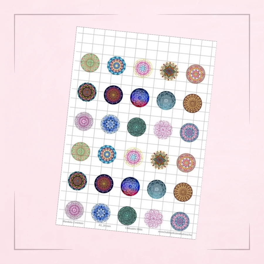 20mm-es kerek mintás papírok