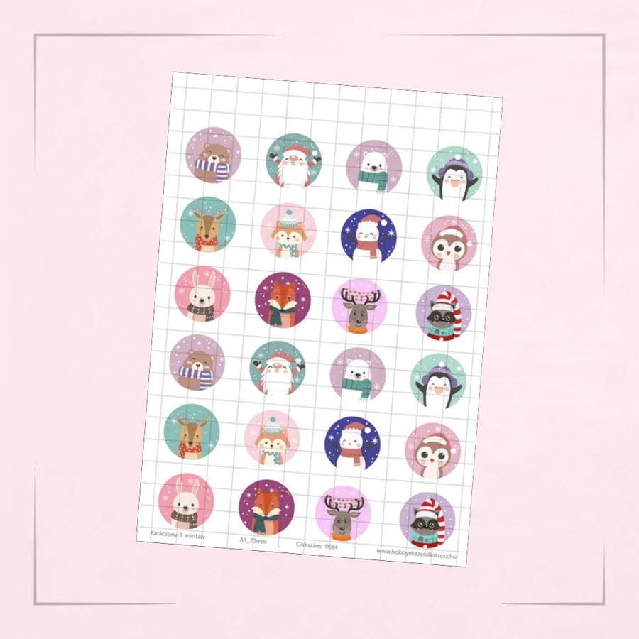 25mm-es kerek mintás papírok