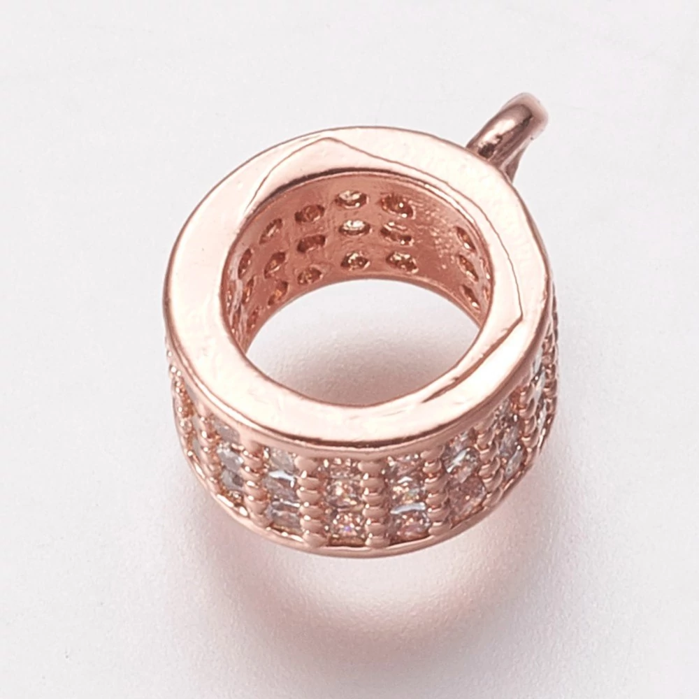 Rozé arany színű cirkónia strasszos köztes/medáltartó (10x8x4mm)