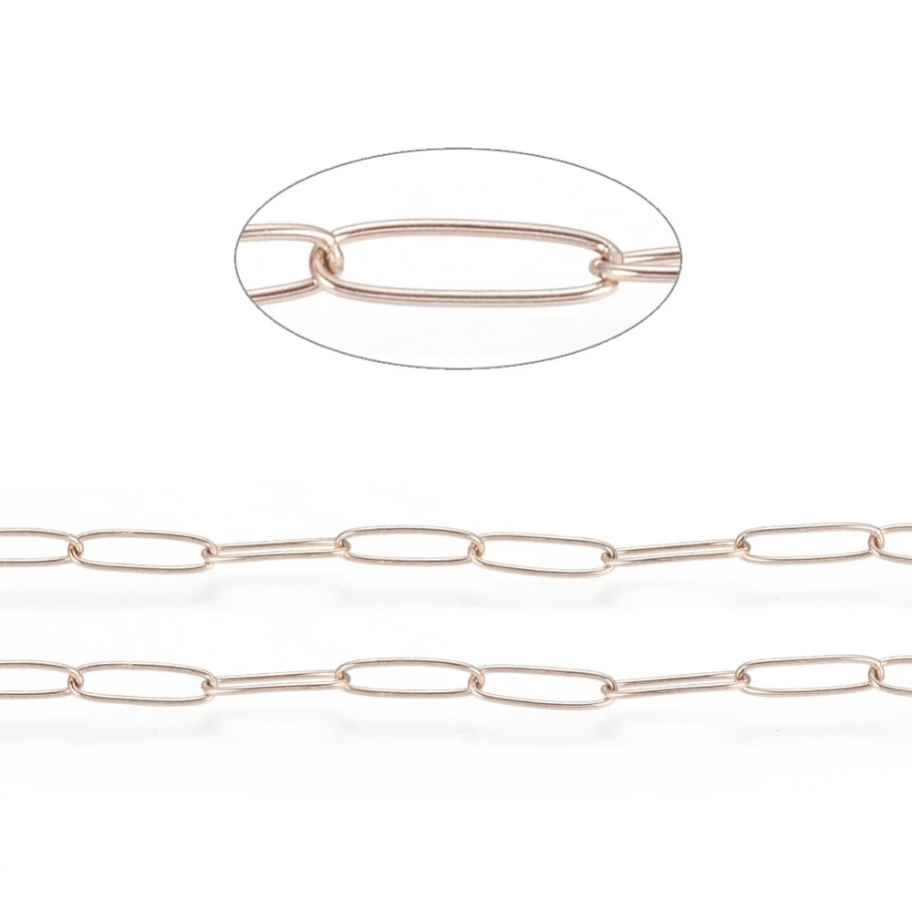 Rozé arany színű nemesacél keresztezett szemű ékszerlánc (10x2,5x0,5mm)
