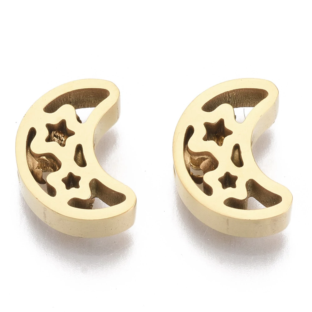 Arany színű nemesacél hold csillaggal gyöngy (10x7x3mm)