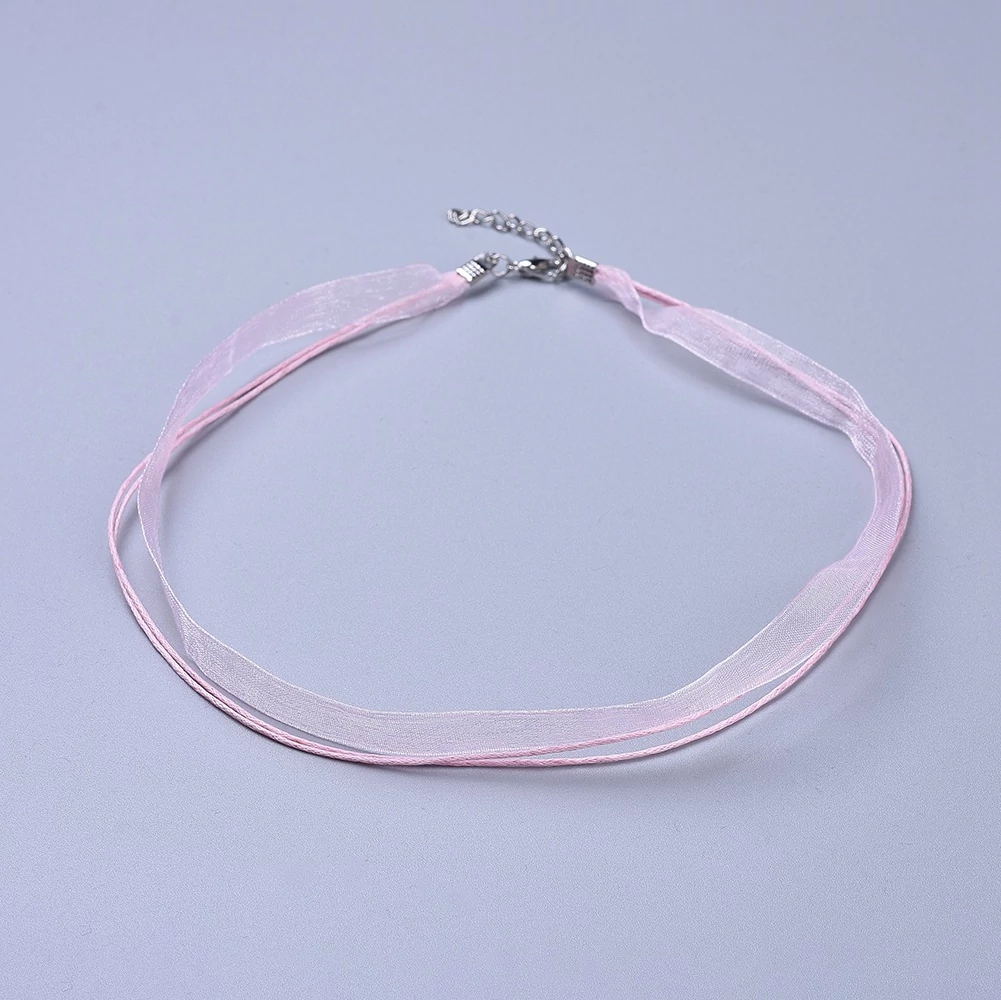 Rózsaszín organza nyaklánc
