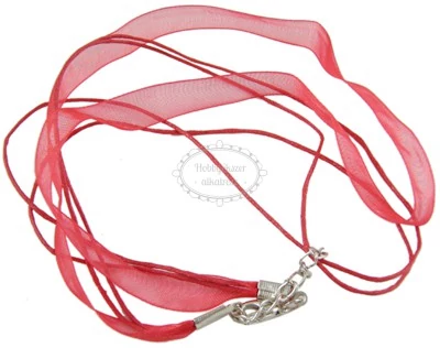 Piros színű organza nyaklánc/20db