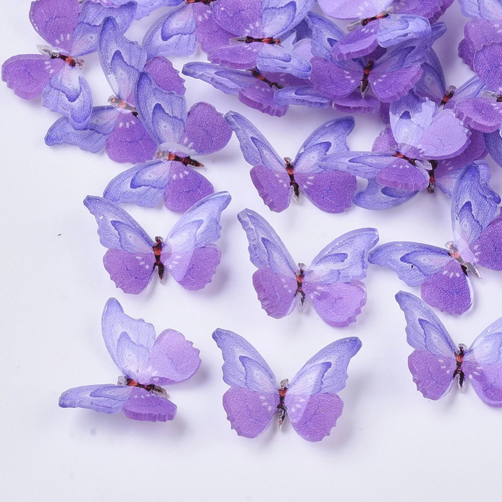 Orchidea színű műanyag pillangó (11x15,5x3,5mm)